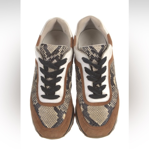 Veronica Beard Suede Animal Print Sneakers women’s size 6 brown leather trim - Picture 4 of 5